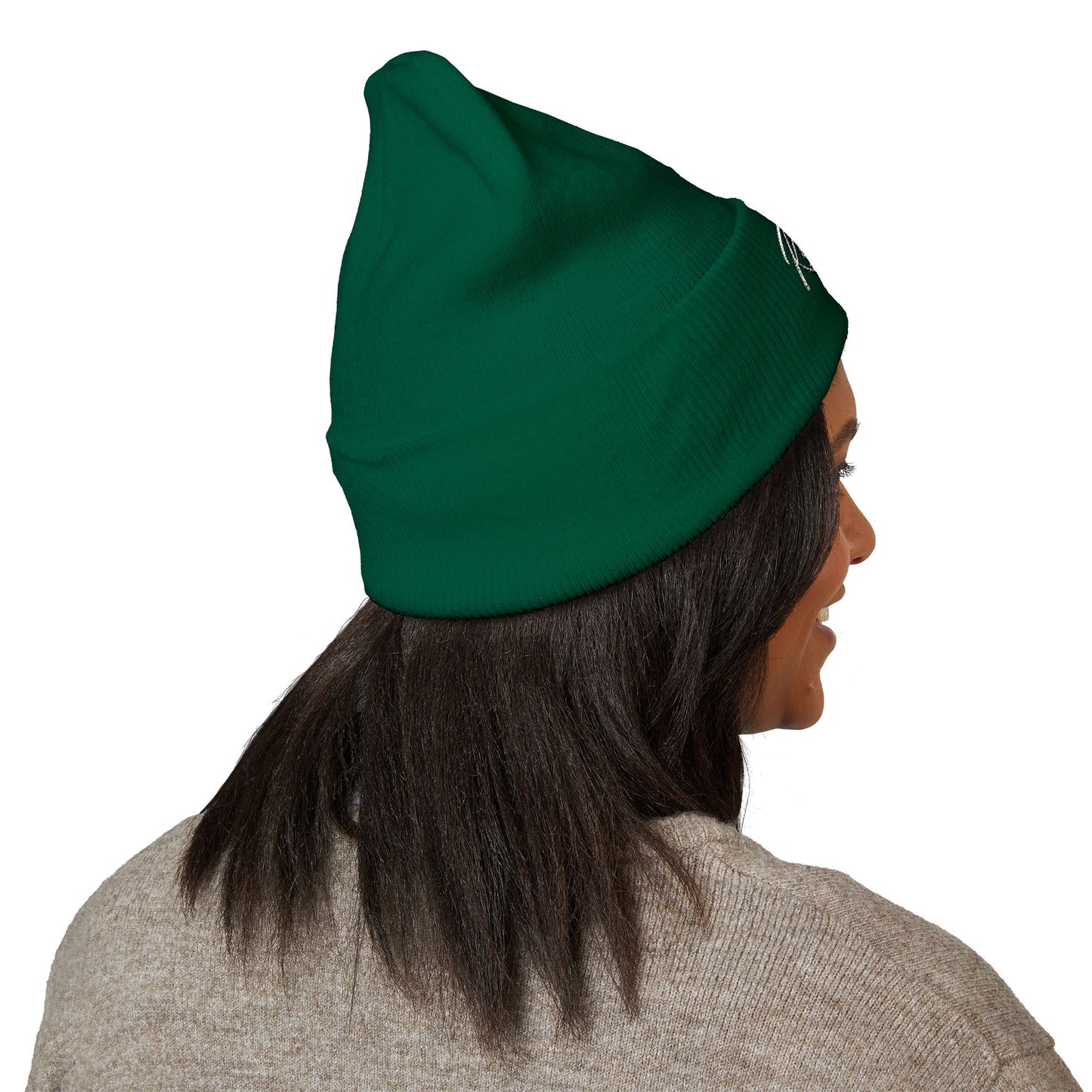 Embroidered "Rescue" Floral Cuffed Beanie - Yellow