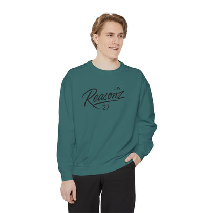 Sweatshirt — 'Reasonz' Script Logo Crewneck (Front Logo, Back "Give 'Em A Reasonz")