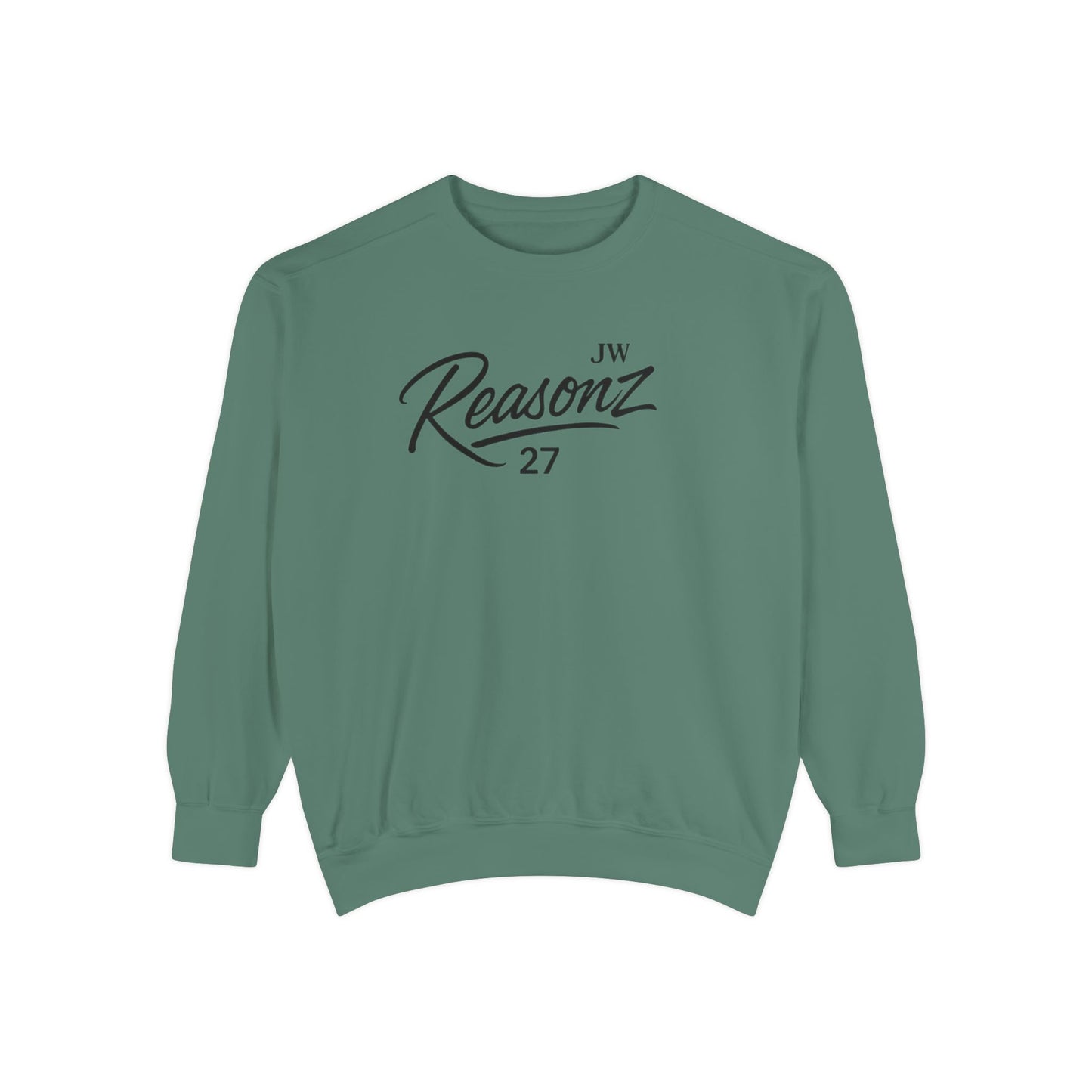 Sweatshirt — 'Reasonz' Script Logo Crewneck (Front Logo, Back "Give 'Em A Reasonz")