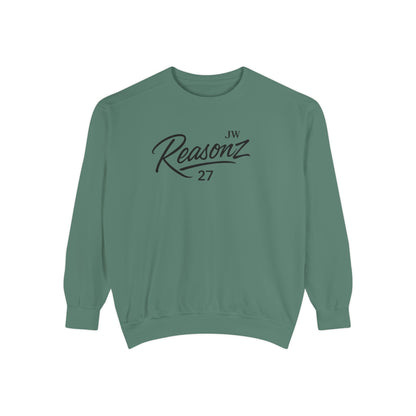 Sweatshirt — 'Reasonz' Script Logo Crewneck (Front Logo, Back "Give 'Em A Reasonz")