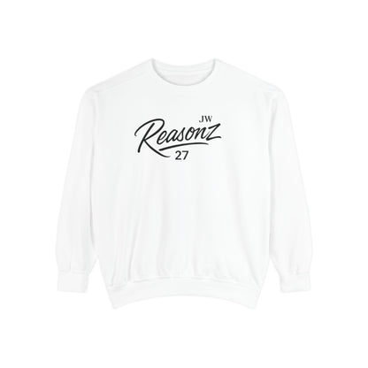 Sweatshirt — 'Reasonz' Script Logo Crewneck (Front Logo, Back "Give 'Em A Reasonz")