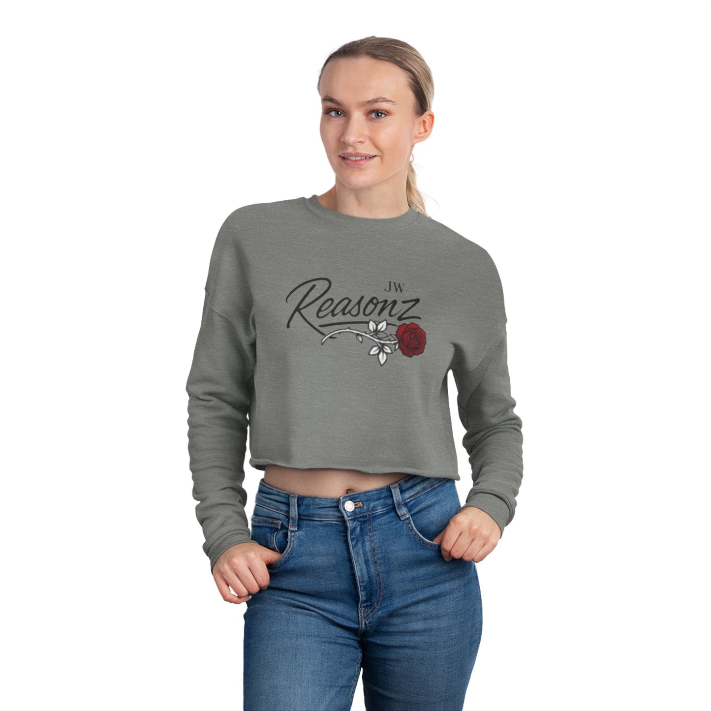 Reasonz Floral Cropped Sweatshirt — Women's Casual Vintage-Inspired Pullover