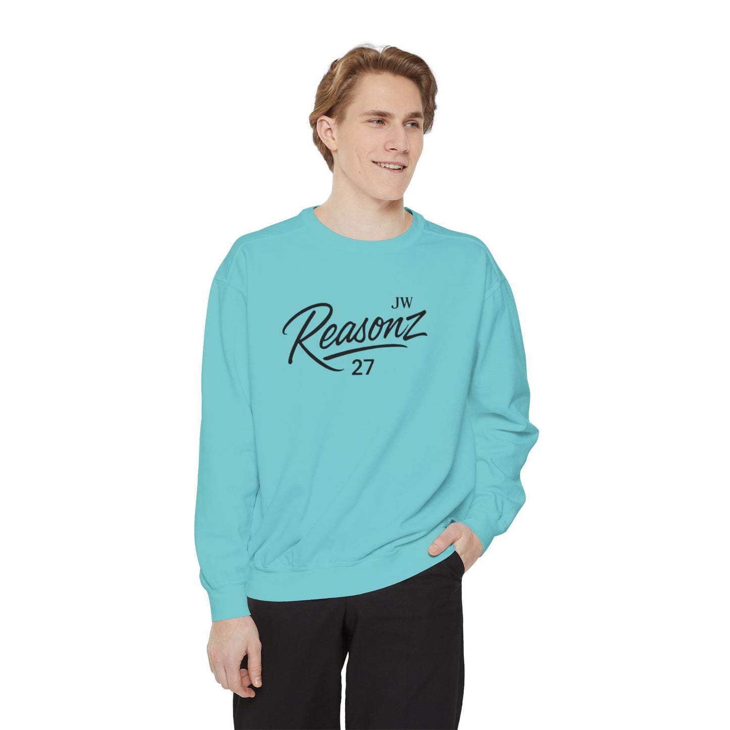 Sweatshirt — 'Reasonz' Script Logo Crewneck (Front Logo, Back "Give 'Em A Reasonz")