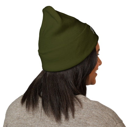 Embroidered "Rescue" Floral Cuffed Beanie - Yellow