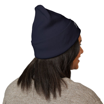 Embroidered "Rescue" Floral Cuffed Beanie - Yellow