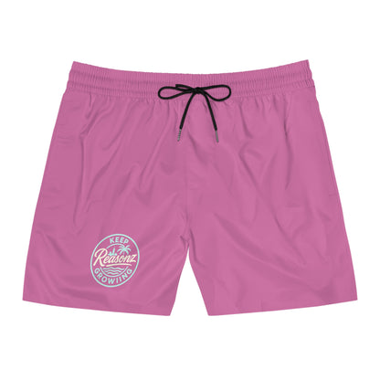 Men's Mid-Length Swim Shorts — Rust Orange 'To Keep Growing' Beach Trunks