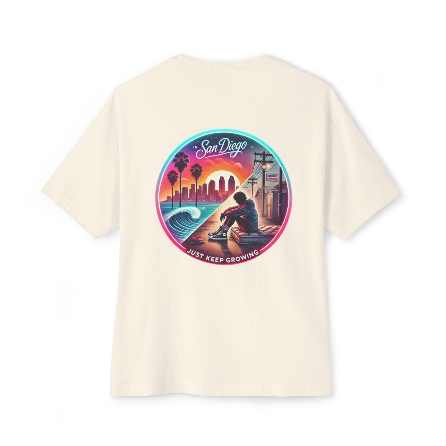 San Diego Just Keep Growing Graphic Tee, Unisex Oversized T-Shirt, Casual Summer Wear, Beach Vacation Top, Gift for Travel Lovers
