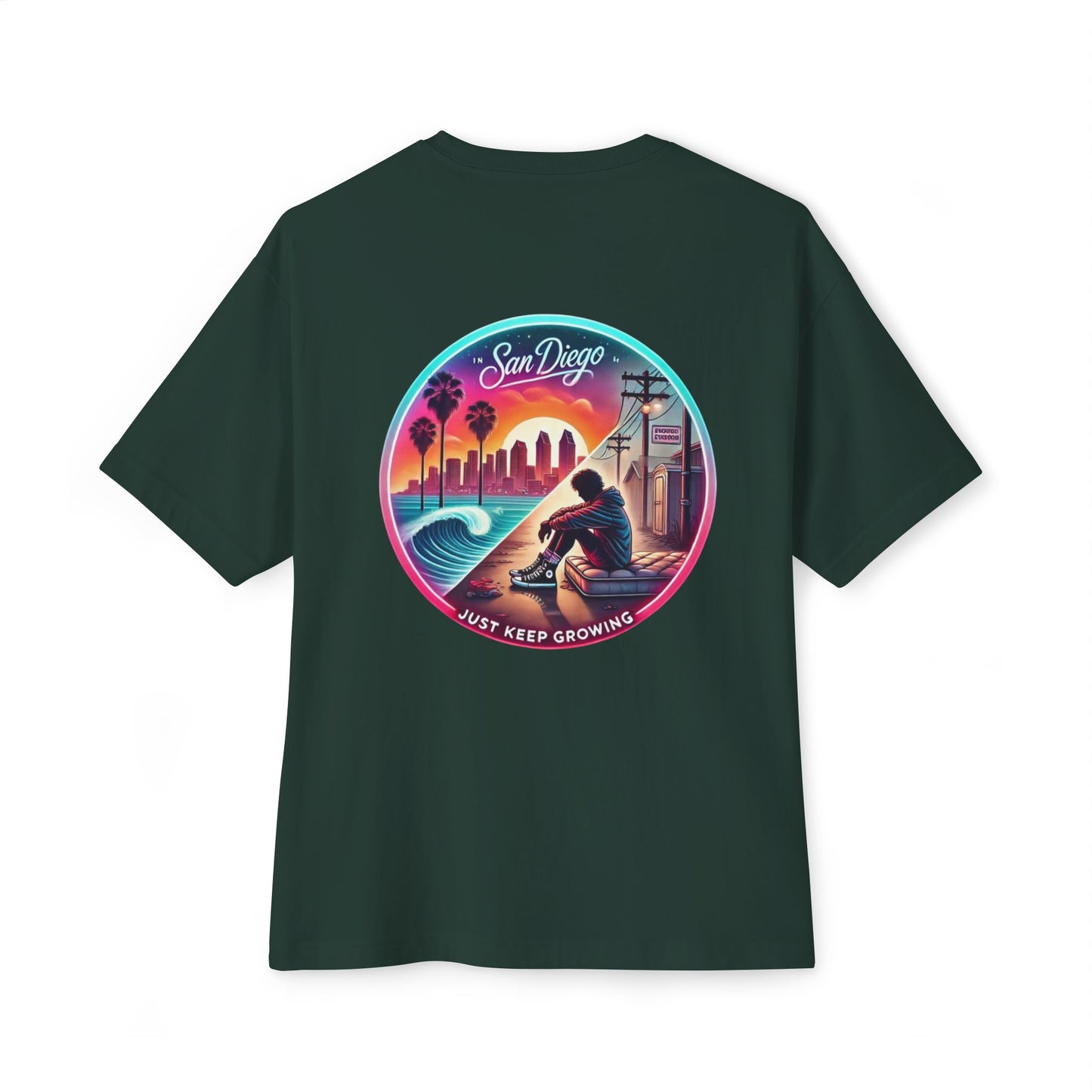 San Diego Just Keep Growing Graphic Tee, Unisex Oversized T-Shirt, Casual Summer Wear, Beach Vacation Top, Gift for Travel Lovers
