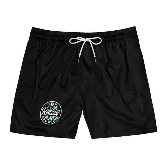 Reasonz Mid-Length Swim Shorts — Rust Orange 'To Keep Growing' Beach Trunks