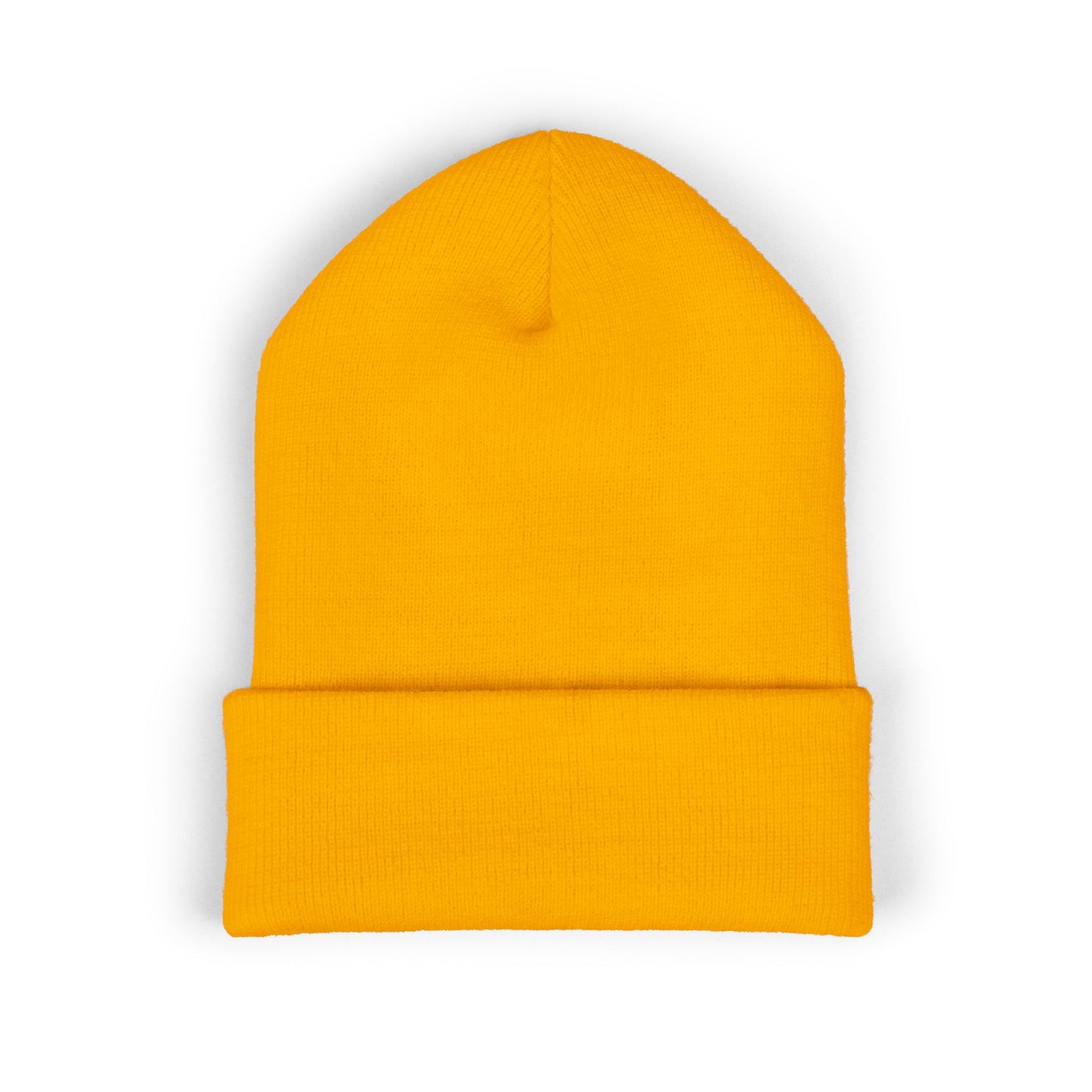 Embroidered "Rescue" Floral Cuffed Beanie - Yellow