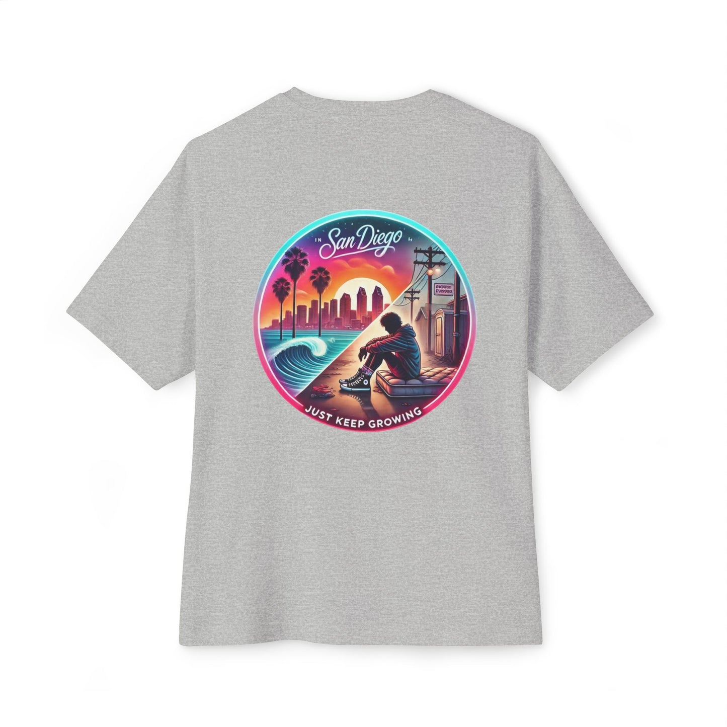 San Diego Just Keep Growing Graphic Tee, Unisex Oversized T-Shirt, Casual Summer Wear, Beach Vacation Top, Gift for Travel Lovers