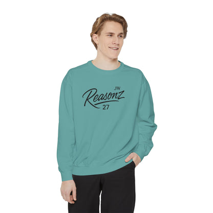 Sweatshirt — 'Reasonz' Script Logo Crewneck (Front Logo, Back "Give 'Em A Reasonz")