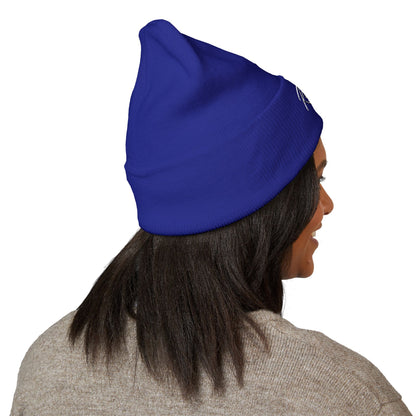 Embroidered "Rescue" Floral Cuffed Beanie - Yellow