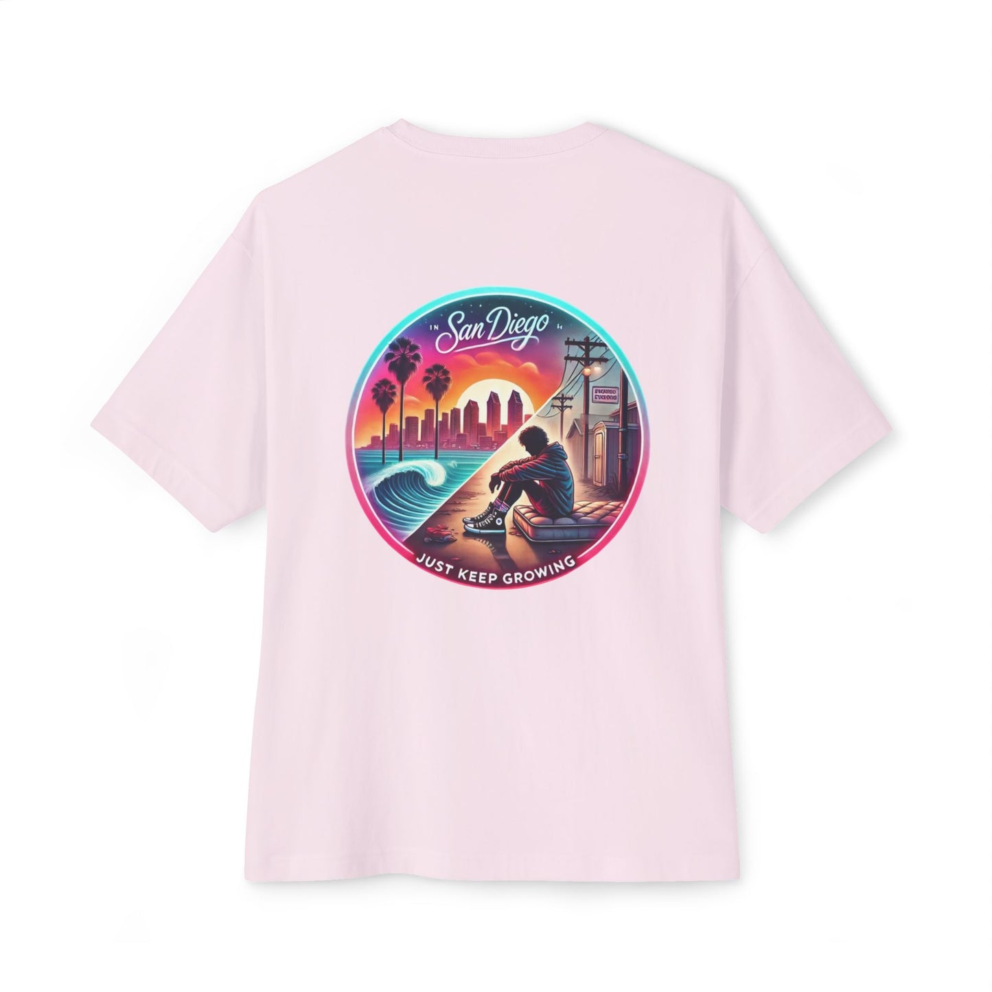 San Diego Just Keep Growing Graphic Tee, Unisex Oversized T-Shirt, Casual Summer Wear, Beach Vacation Top, Gift for Travel Lovers