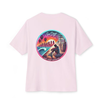 San Diego Just Keep Growing Graphic Tee, Unisex Oversized T-Shirt, Casual Summer Wear, Beach Vacation Top, Gift for Travel Lovers