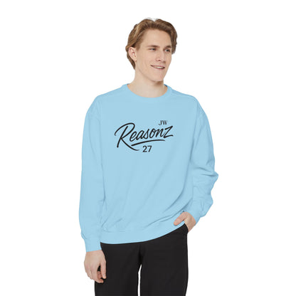 Sweatshirt — 'Reasonz' Script Logo Crewneck (Front Logo, Back "Give 'Em A Reasonz")