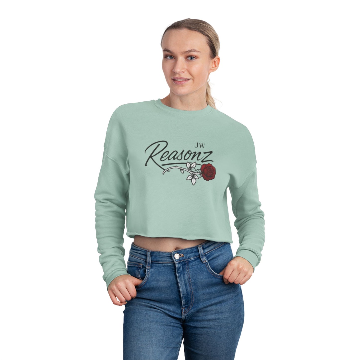 Reasonz Floral Cropped Sweatshirt — Women's Casual Vintage-Inspired Pullover