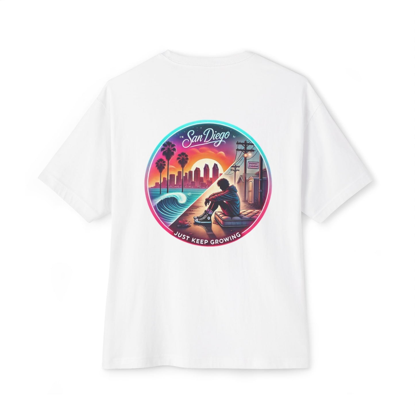 San Diego Just Keep Growing Graphic Tee, Unisex Oversized T-Shirt, Casual Summer Wear, Beach Vacation Top, Gift for Travel Lovers
