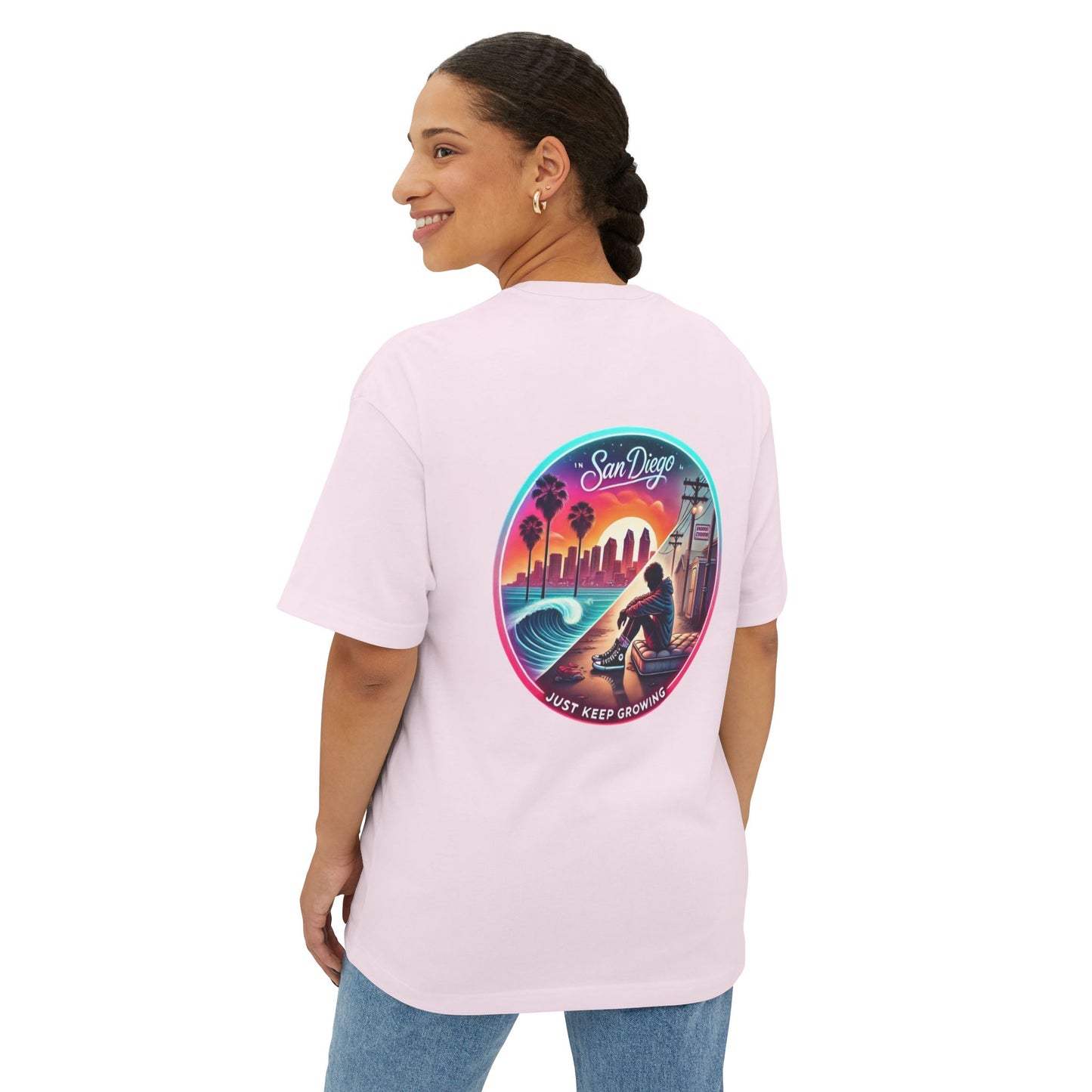 San Diego Just Keep Growing Graphic Tee, Unisex Oversized T-Shirt, Casual Summer Wear, Beach Vacation Top, Gift for Travel Lovers