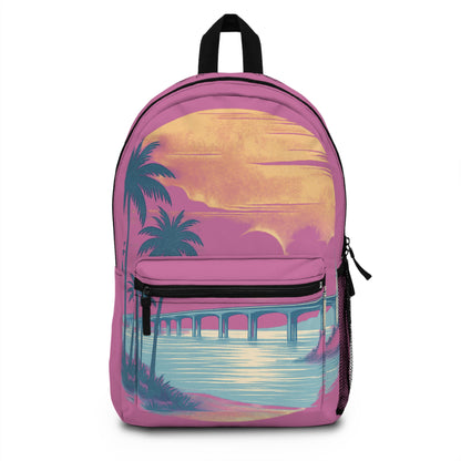 Vibrant Sunset Backpack - Beach Vibe Carryall, Travel Bag, School Backpack, Summer Essentials, Personalized Gift