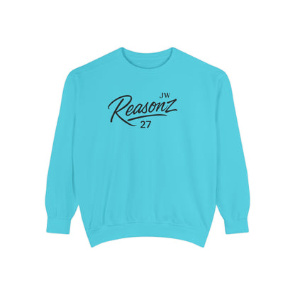 Sweatshirt — 'Reasonz' Script Logo Crewneck (Front Logo, Back "Give 'Em A Reasonz")