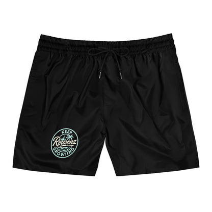 Reasonz Mid-Length Swim Shorts — Rust Orange 'To Keep Growing' Beach Trunks