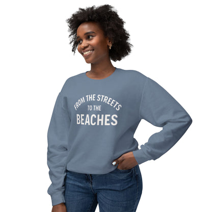 Cozy Beaches Sweatshirt, Unisex Sweater, Lightweight Crewneck, Summer Gift, Beach Lover Apparel